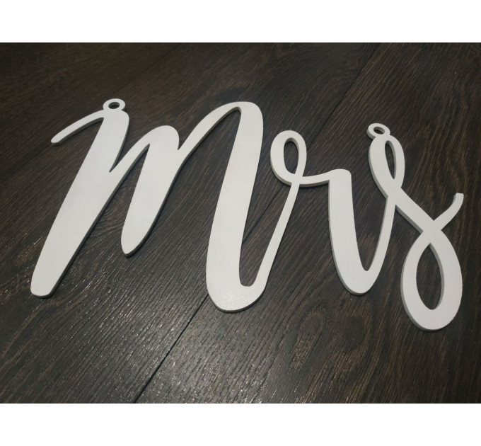 Wedding Chair Signs Mr and Mrs Sign, Laser Cut Wooden Rustic Wedding Favors, Bride and Groom