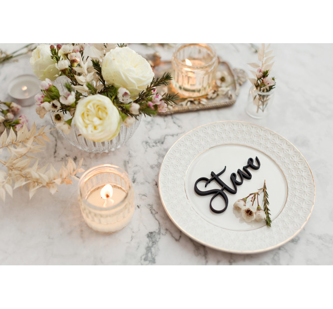 Wedding place card, laser cut names. Wedding place names, table name cards Wood place card