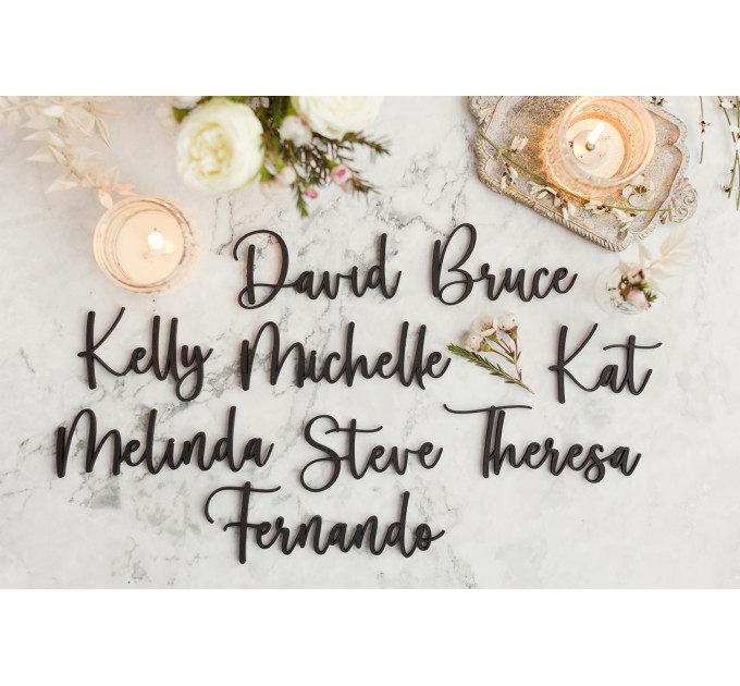 Wedding place card, laser cut names. Wedding place names, table name cards Wood place card