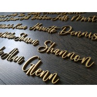 Wooden name sign, Name place setting, Wedding place names tags,Wood place card, Laser cut names, table name cutout