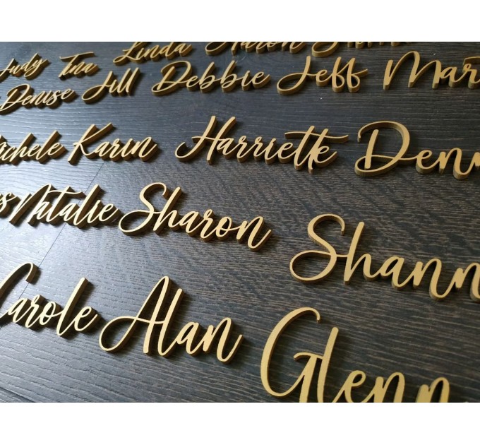 Wooden name sign, Name place setting, Wedding place names tags,Wood place card, Laser cut names, table name cutout