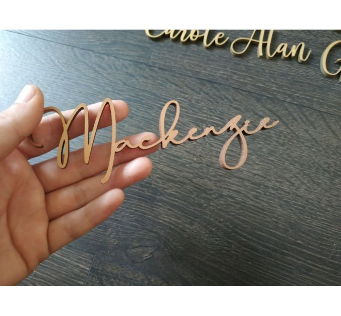 Wooden name sign, Name place setting, Wedding place names tags,Wood place card, Laser cut names, table name cutout